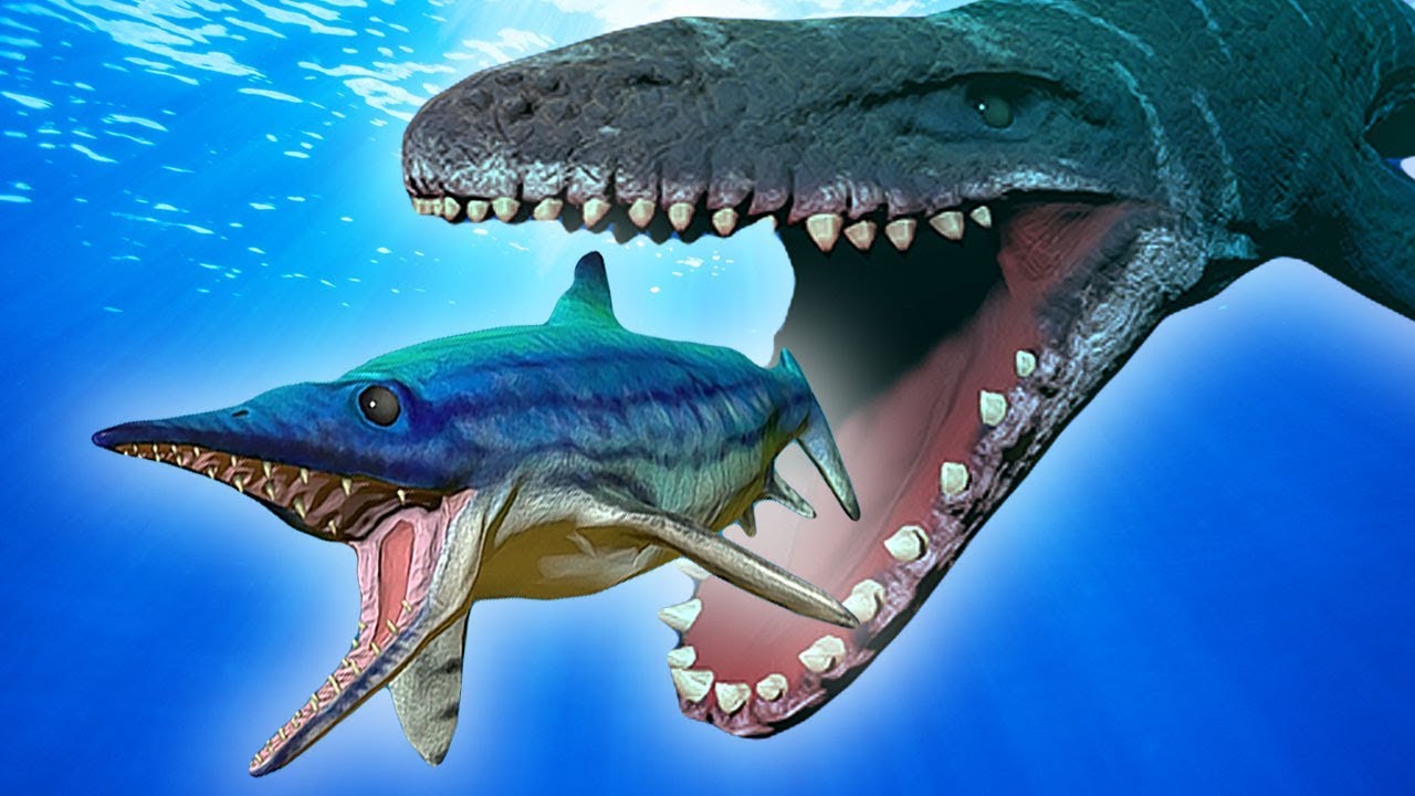 BATALHA ÉPICA DO ICHTHYOSAURUS vs MOSASAURUS | Feed and Grow: Fish