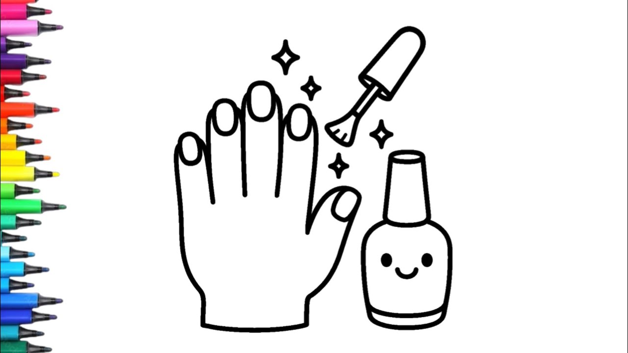 Лак для ногтей 💅 Рисование, раскрашивание и раскрашивание от руки для детей и малышей_Детское иск...