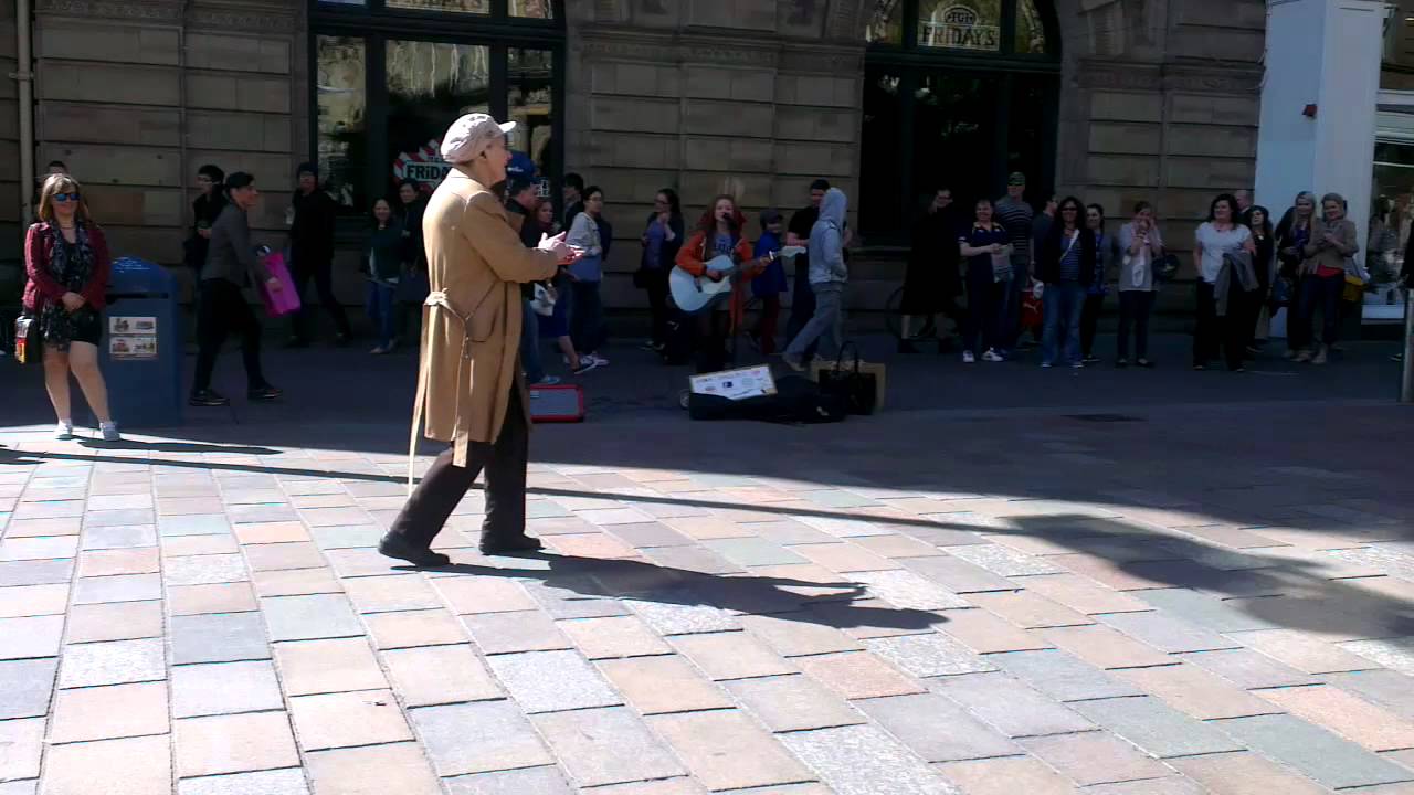 Old lady dancing so funny in Glasgow