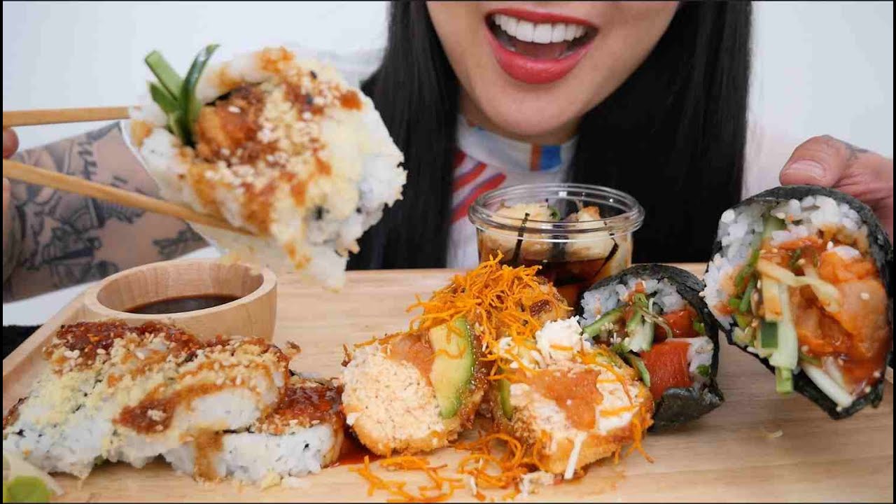 I CALL THIS BEGINNERS SUSHI PLATTER (ASMR EATING SOUNDS) LIGHT WHISPERS | SAS-ASMR