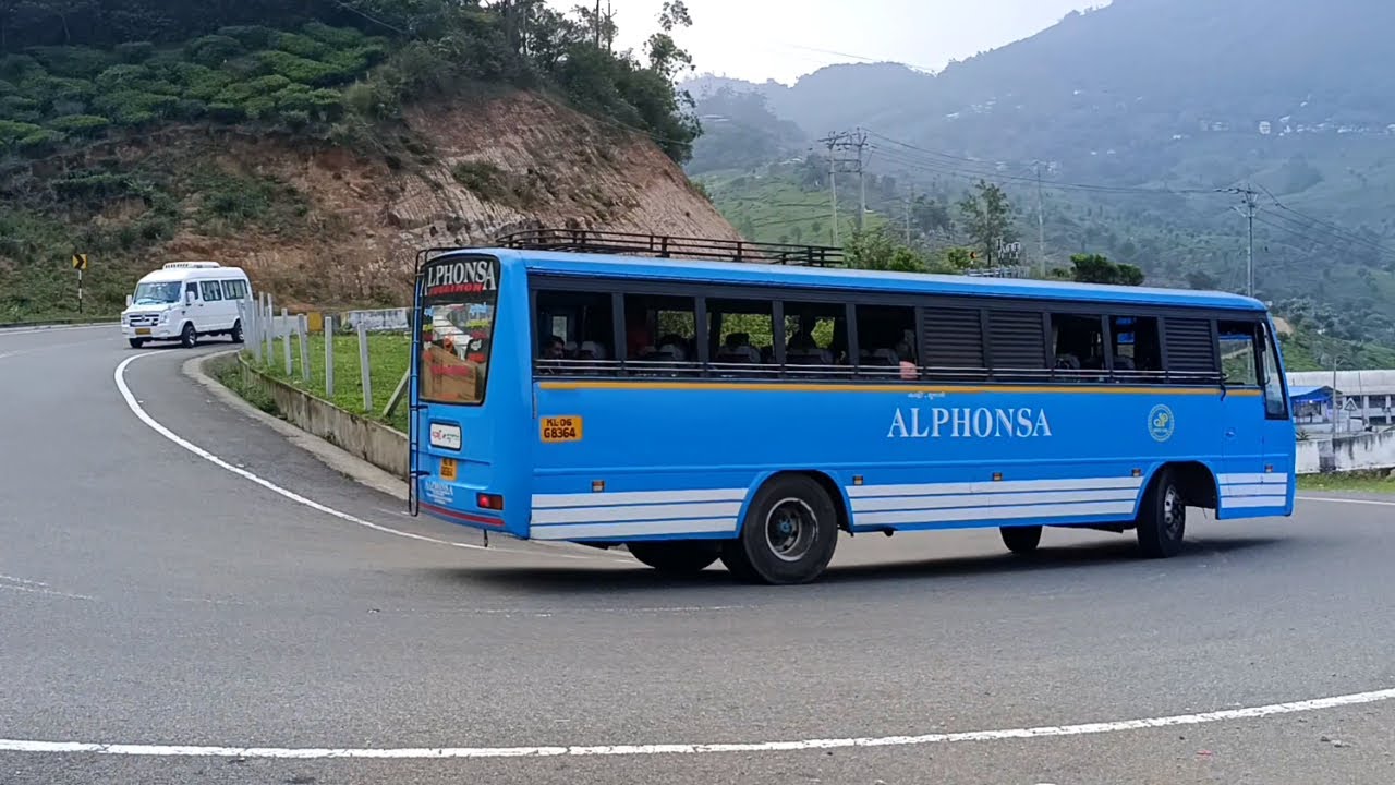 TN Bus And Kerala Bus Turning Munnar Hairpin Bend Hills Driving Road