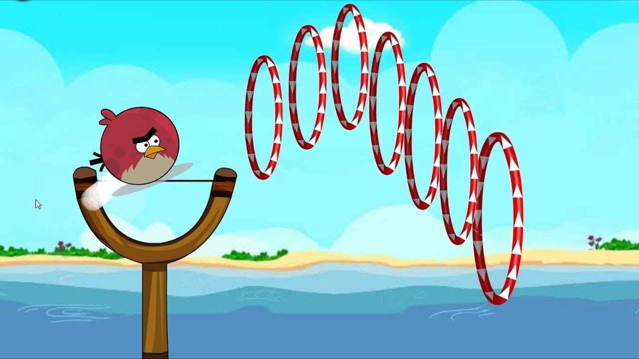 Angry Birds Sling Shot Fun 2 - TERENCE RUSH THROUGH ALL RINGS CIRCLE FULL!