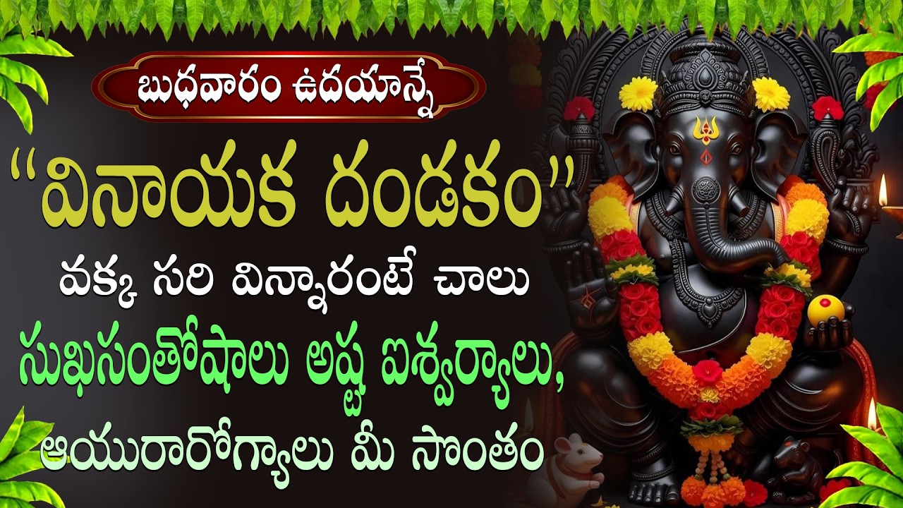 వినాయక దండకం పఠించడం వల్ల జీవితంలోని విఘ్నాలు తొలగిపోయి మానసిక ప్రశాంతత కలుగుతుందని భక్తుల నమ్మకం||