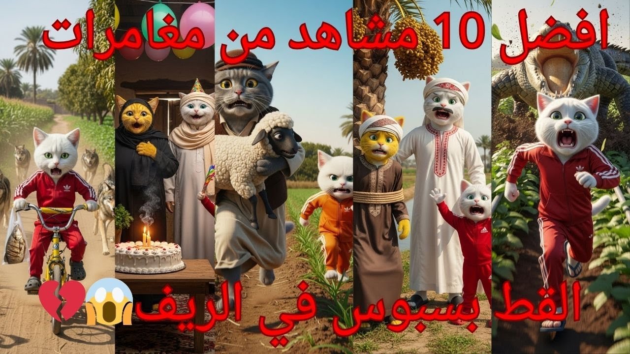 الجزء السادس افضل 10 مشاهد من مغامرات القط بسبوس في الريف 😱🔥#shorts #shortvideo #funny #viral #cat