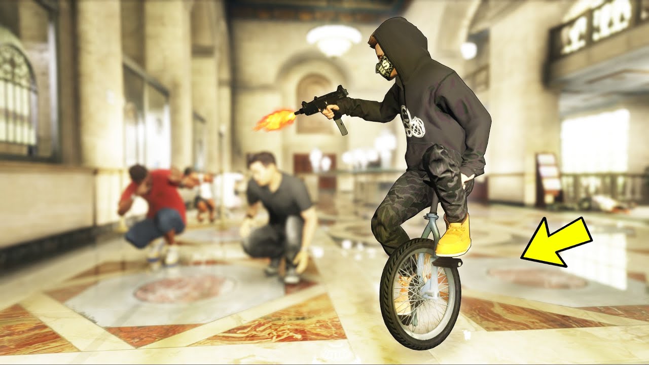 Can we rob a bank on a UNICYCLE?! (GTA 5 Mods)