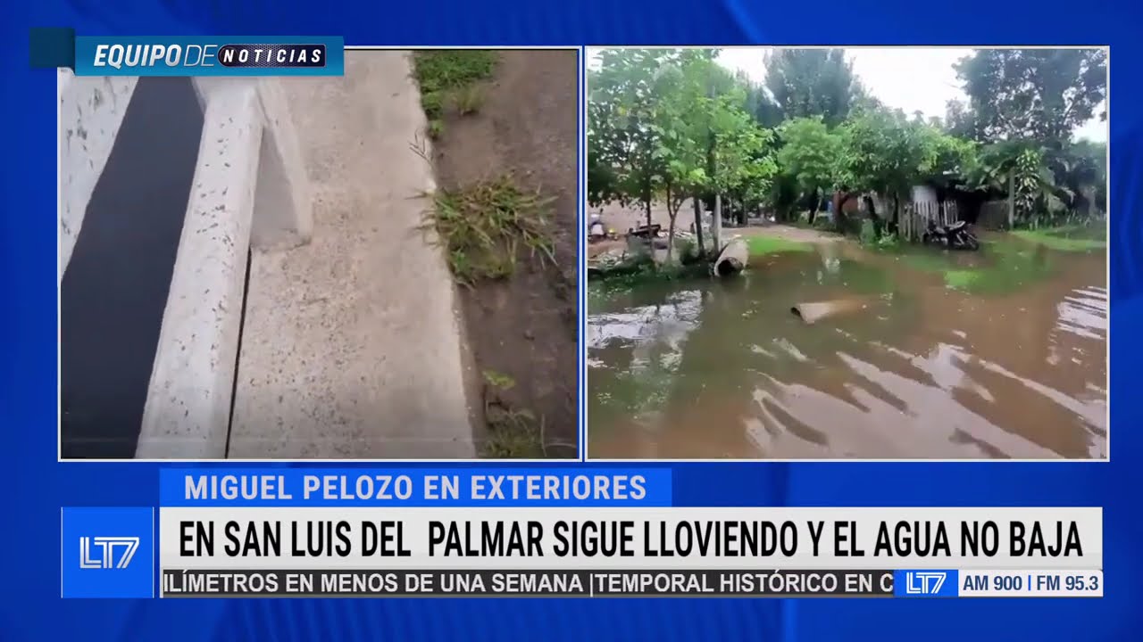 En San Luis del Palmar sigue lloviendo y el agua no baja: Miguel Pelozo desde el lugar