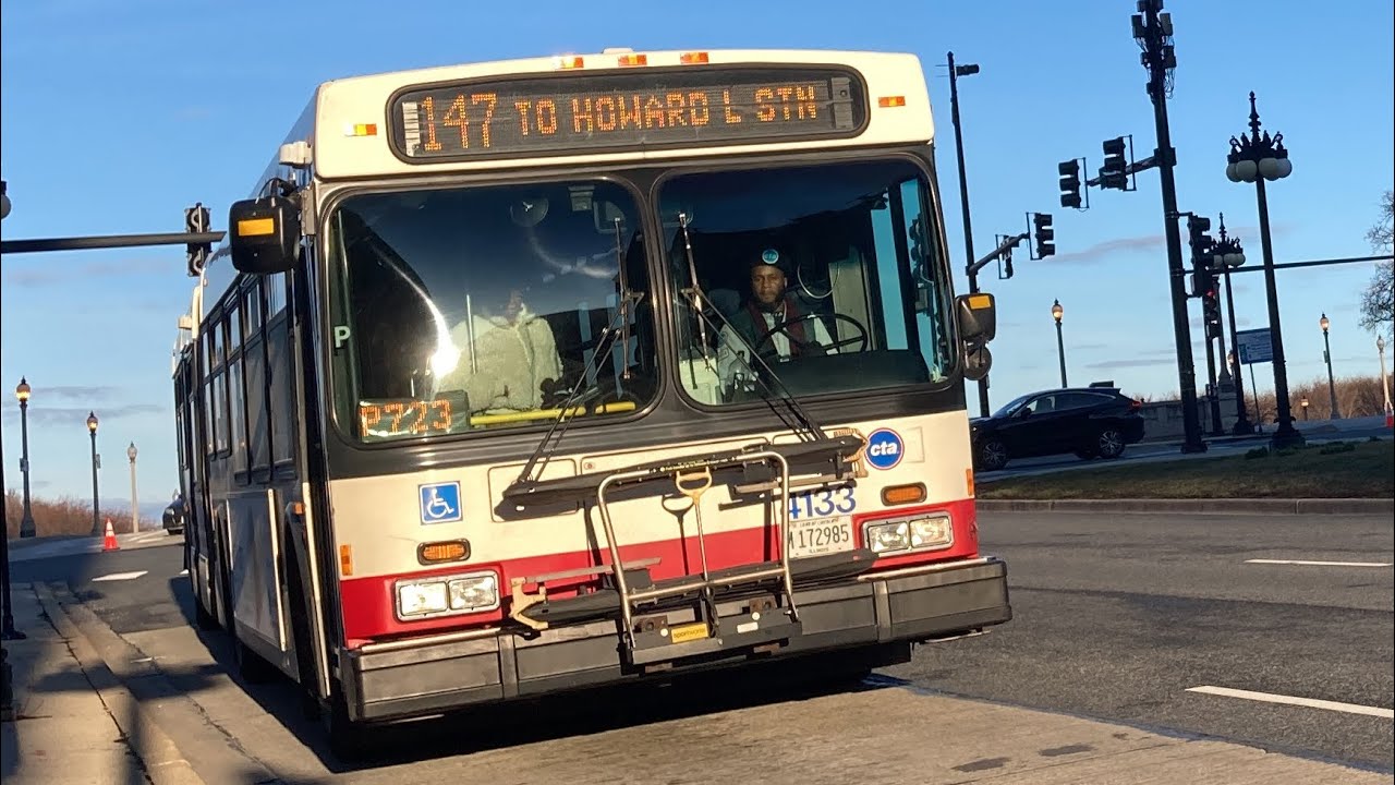 CTA On Board Riding 2008 New Flyer DE60LF Bus 4133 on Route 147 Northbound to Howard Station