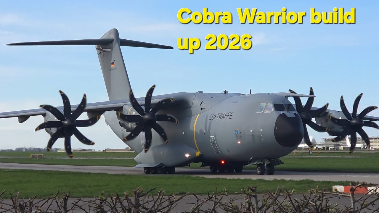 Cobra Warrior 2026 Build Up! Luftwaffe A400M departure and Red Arrows display #rafwaddington #raf