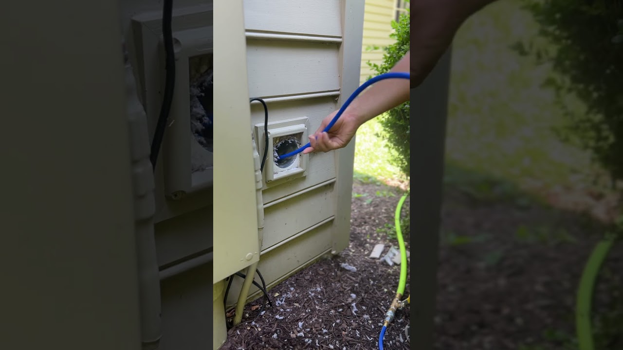 What a beautiful sight! Dryer vent cleaning with compressed air! #dryerventcleaning #hvac #housefire