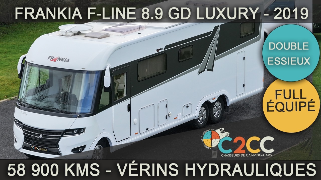 Présentation camping-car FRANKIA 890 GD - 2019 - 66 400 Km - vérins - lithium - attelage - 119900€