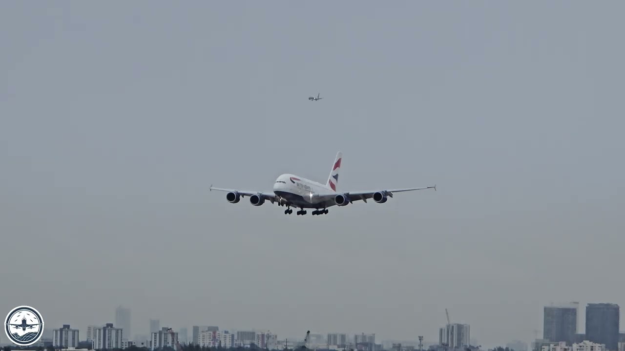 MIA - British Airways A380 arriving to Miami International Airport 1/30/2026