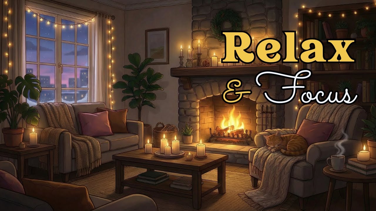 🔥 Cozy Fireplace Ambience & Lofi Hip Hop Music | Relax, Study & Chill