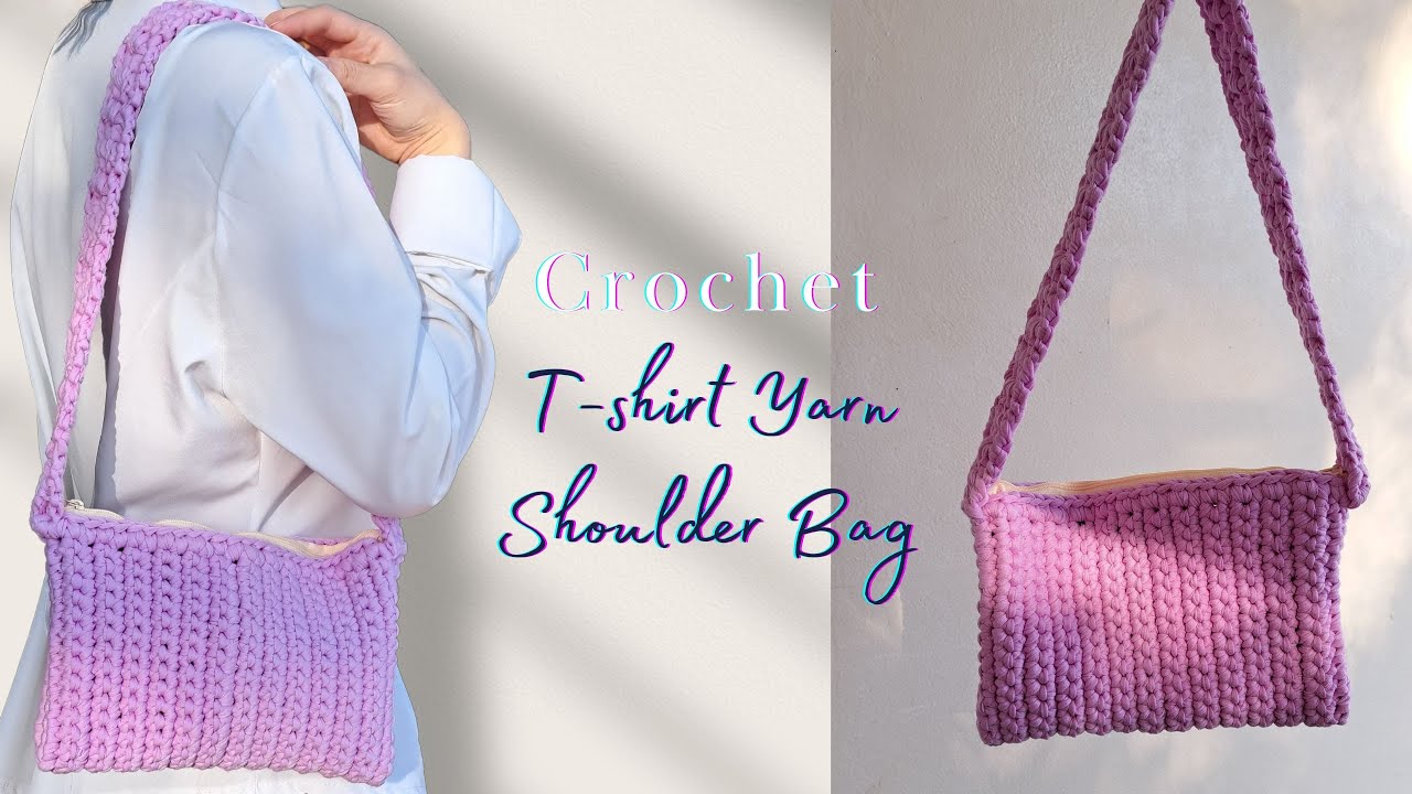 Crochet T-shirt Yarn Shoulder Bag with Me | Crochet Bag Tutorial | Easy for Beginners