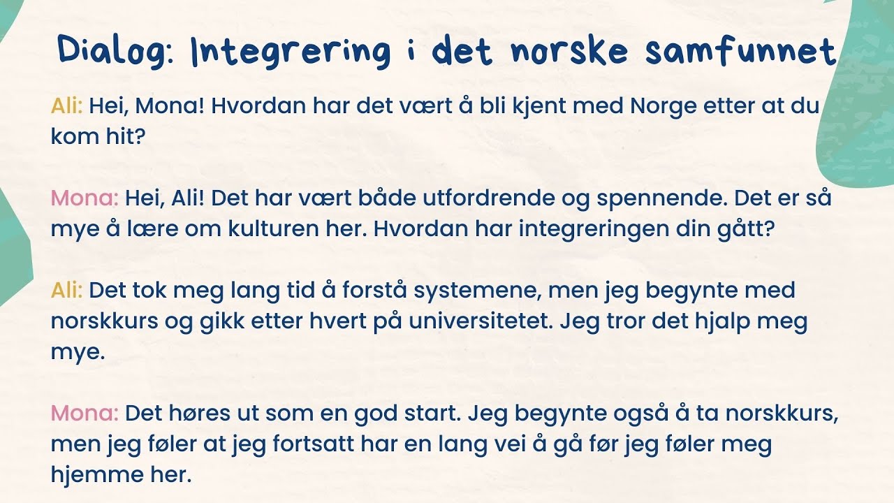 Forberedelse til Norskpr&oslash;ve: Innvandring - Integrering i det norske samfunnet 🤲 &ndash; B1-B2 Lytte&oslash;velse