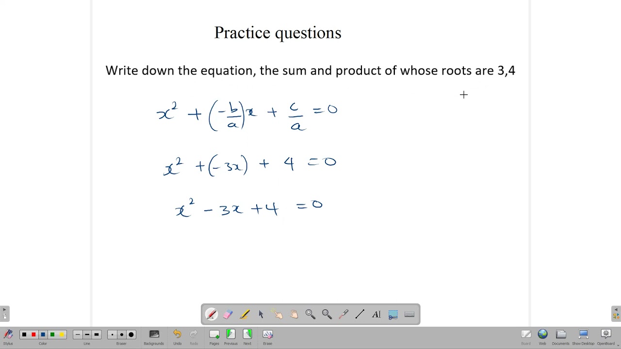 The Sum and Product of quadratic roots