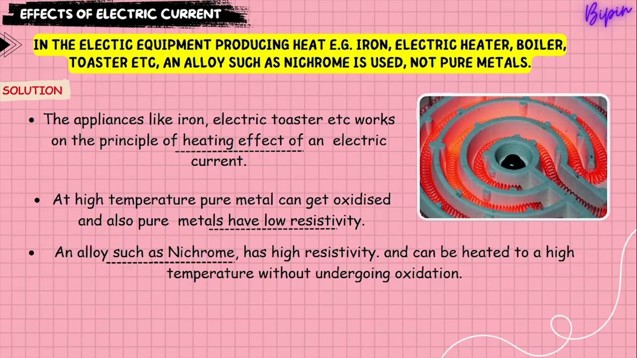 In the electic equipment producing heat e.g.iron,heater etc, alloy is used,not pure metals.#class_10