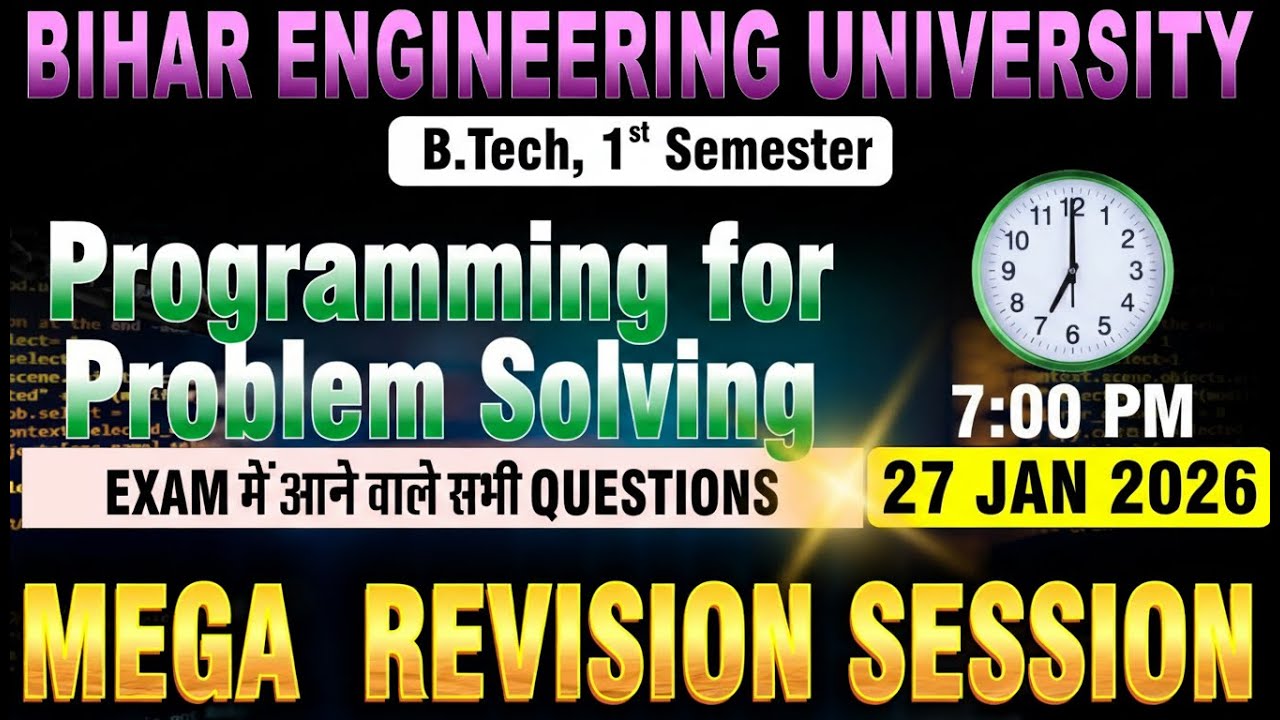 Programming for Problem Solving | B.tech 1st Sem | Mega Revision Session #beu #semesterexam #btech