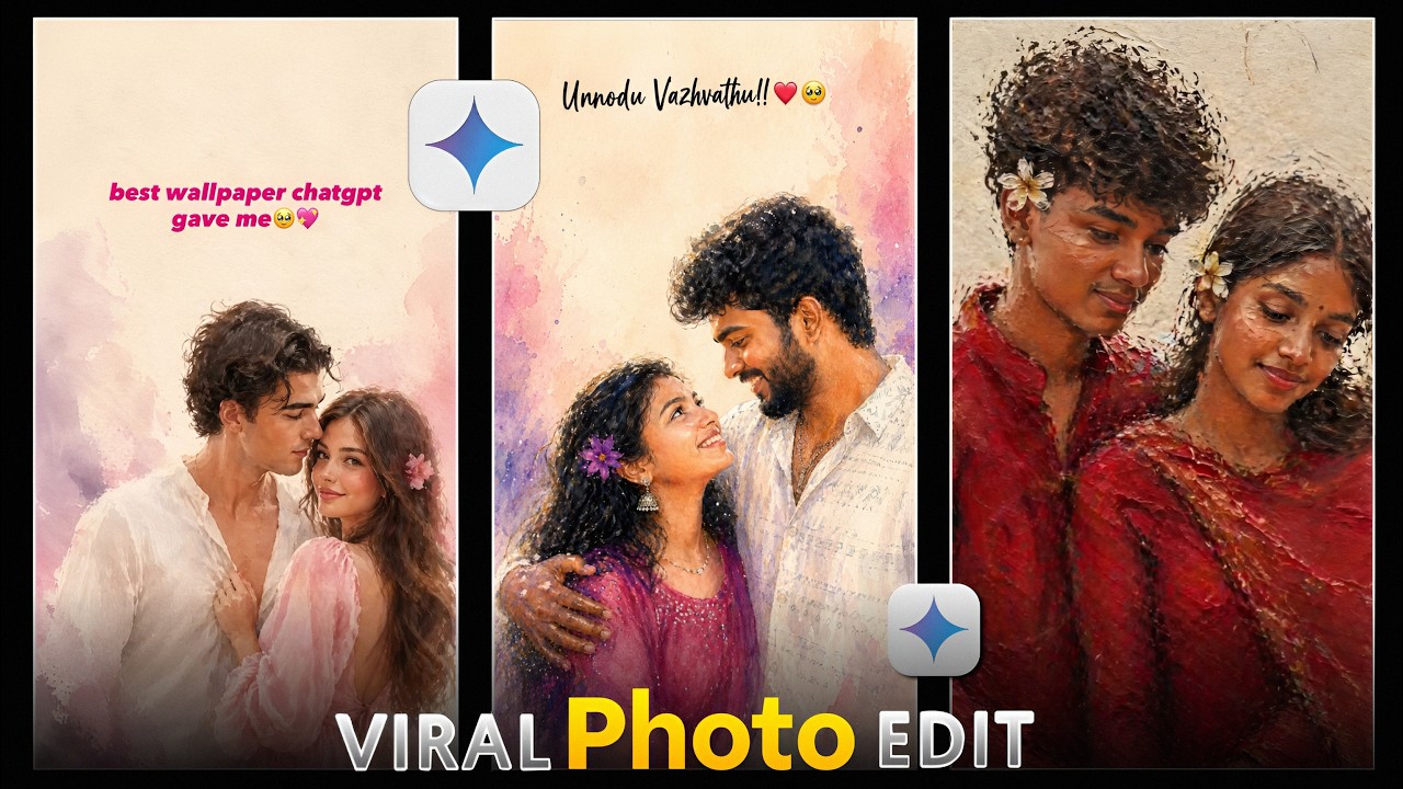 Instagram Trending Couple Art Photo Editing Prompt | Couple Sketch Photo Editing Google Gemini