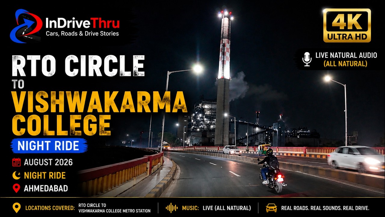 RTO Circle to Vishwakarma College Metro Station  Night Drive 4K | Ahmedabad #InDriveThru #NightDrive