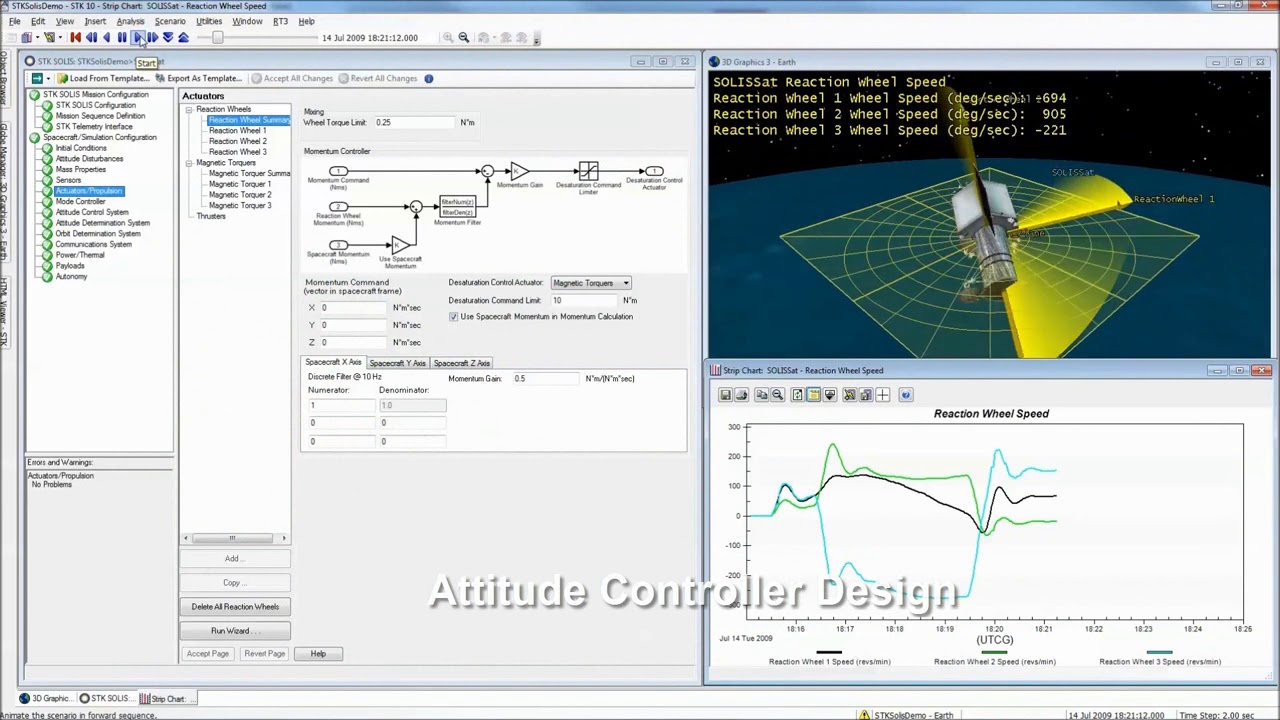 STK satellite systems attitude control systems