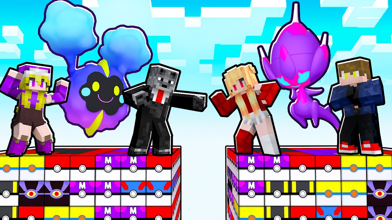 5 AMIGOS no PRIMEIRO CUBÃO POKEMON de LUCKY PIXELMON no MINECRAFT
