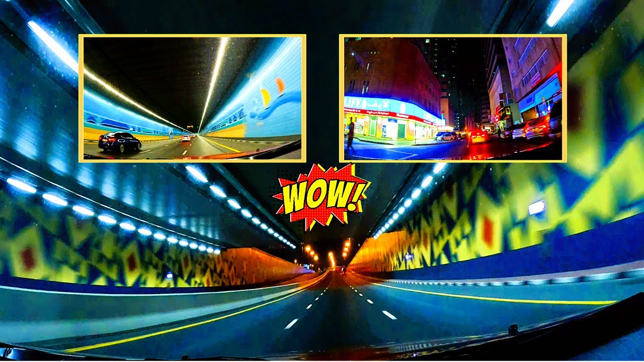 DUBAI AIRPORT TUNNEL TO SHARJAH LATE NIGHT DRIVE 4K