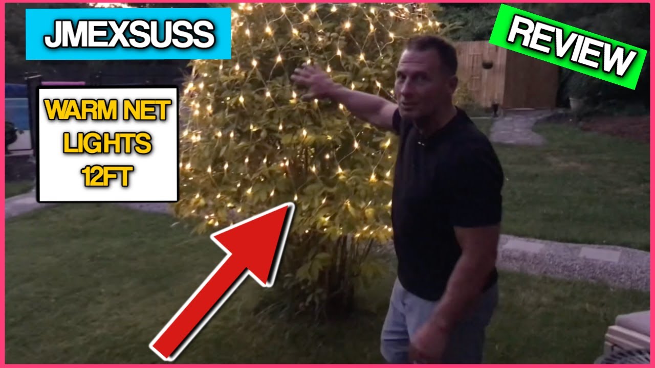JMEXSUSS 360 LED 12ft x 5ft Warm White Net Lights, 8 Modes Net Lights Outdoor Mesh LightS