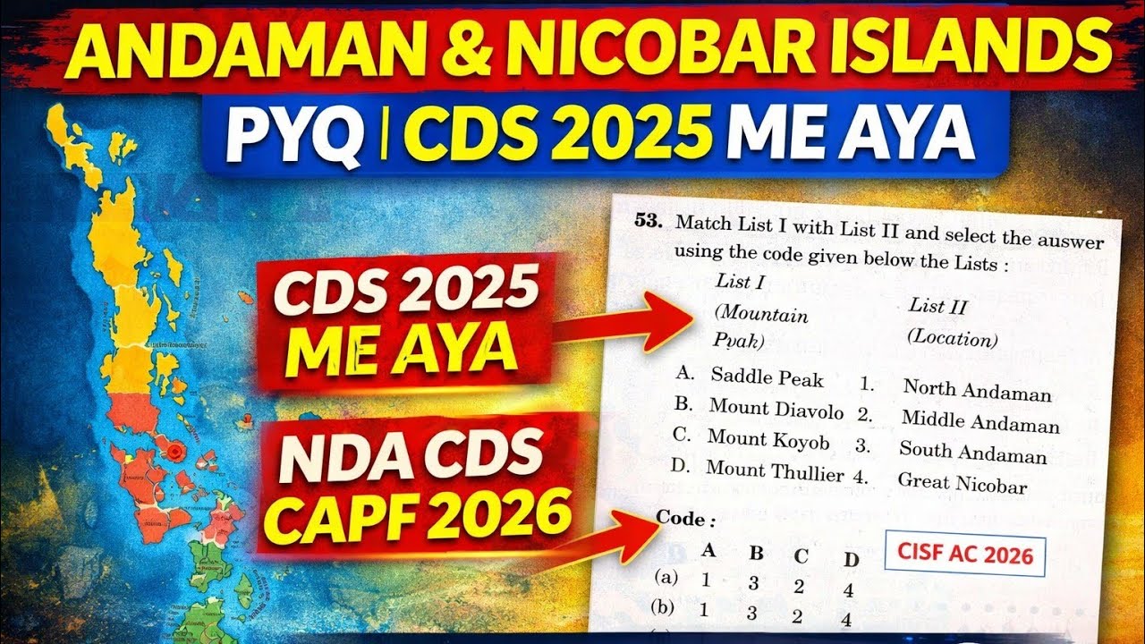 Andaman & Nicobar Islands 🌊 | Past 10 Year PYQ Analysis | NDA CDS CAPF 2026||