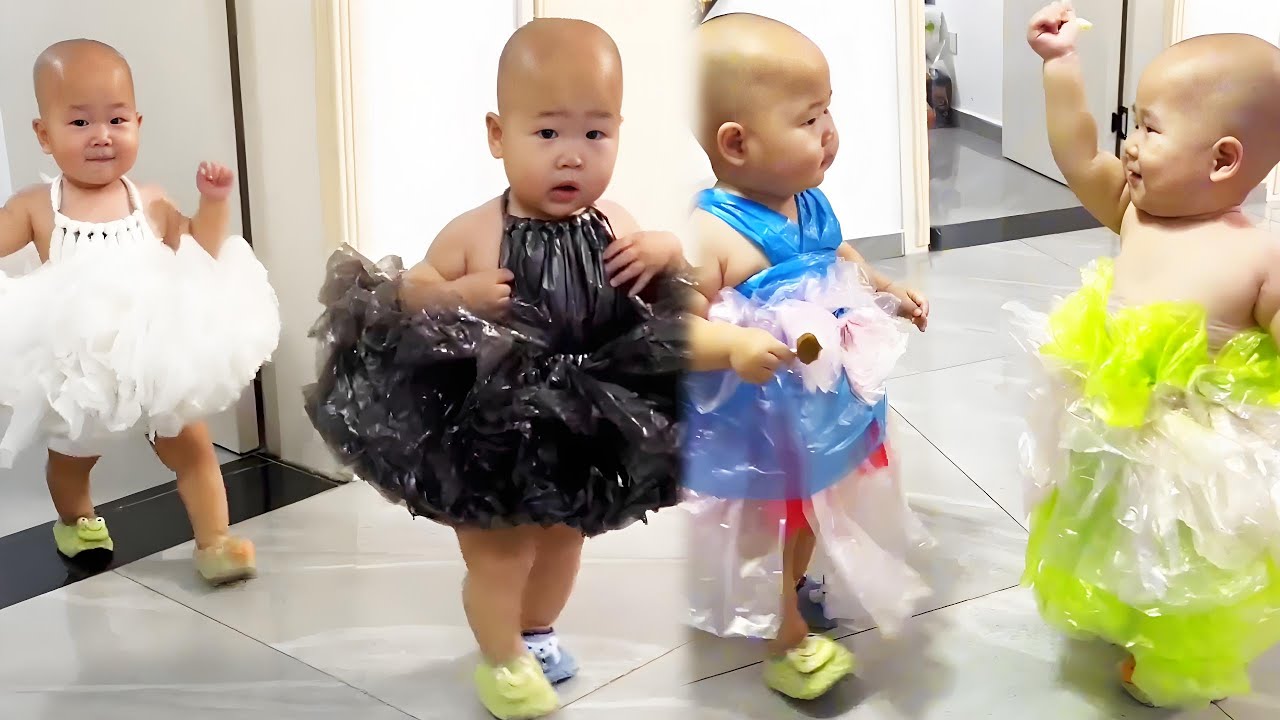 【超萌双胞胎】人类幼崽成长日记！趁着双胞胎还小偷偷给他们穿一次裙子吧！【西西和柚柚呀】