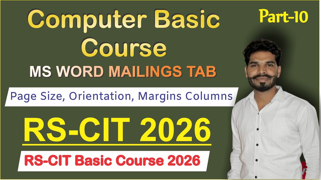RS-CIT Exam 2026 | Part-10 | MS Word Mailings Tab | RS-CIT Basic Computer