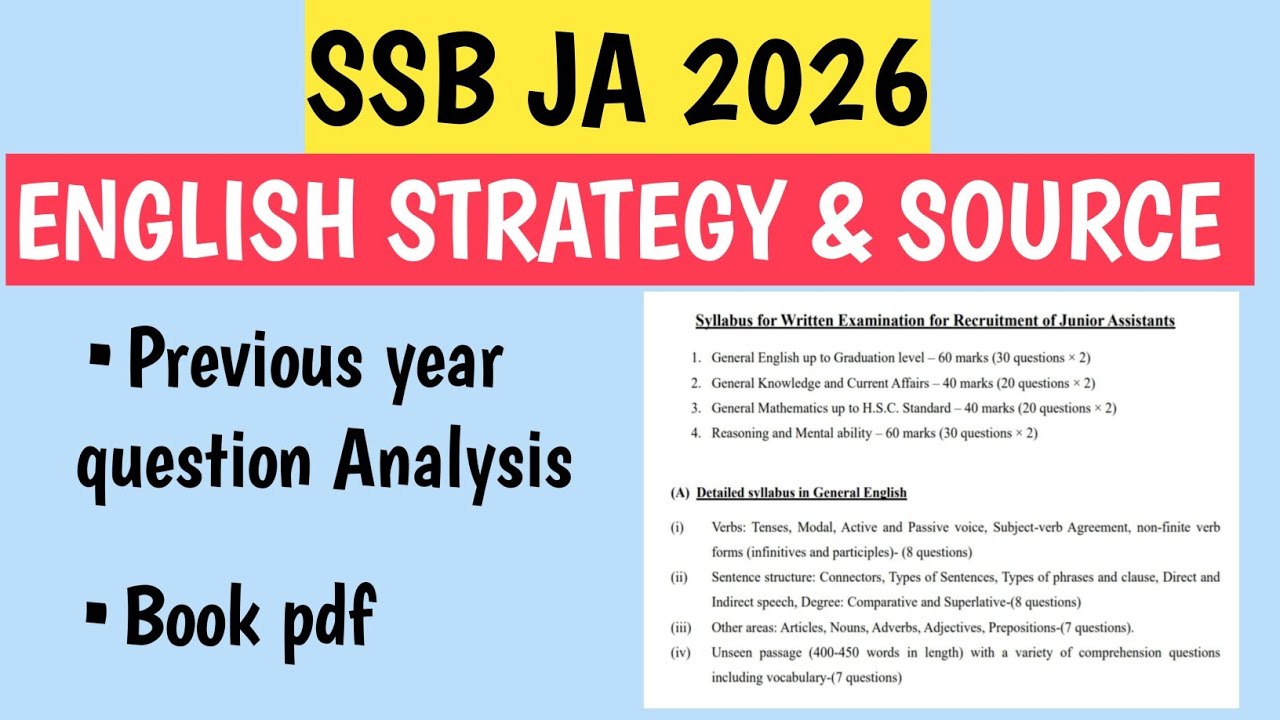 SSB JA 2026 ENGLISH STRATEGY & BOOK , syllabus Analysis 