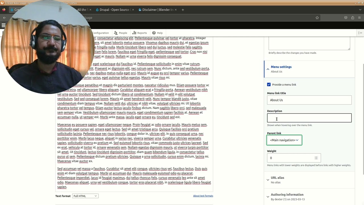 Drupal 10 Creating Basic Pages for the site