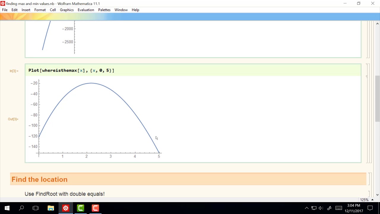 Finding Max and Min Values