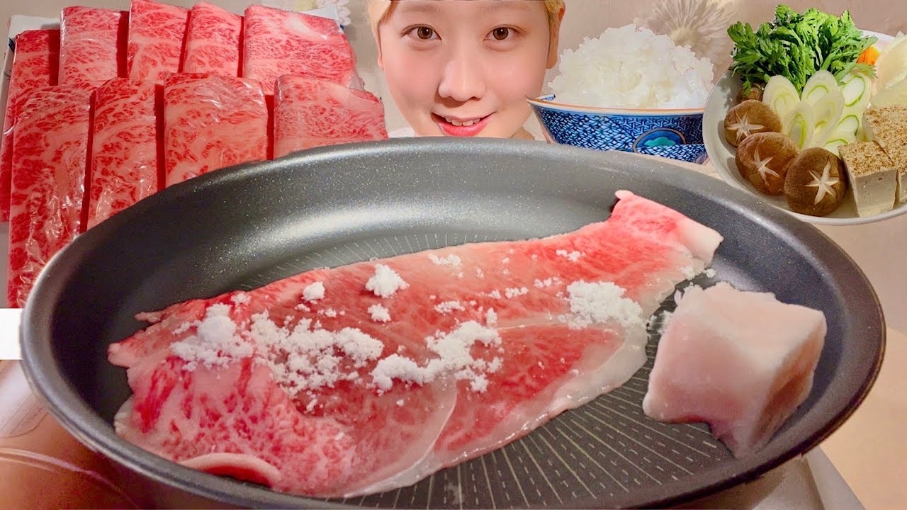 ASMR Сукияки【русские субтитры】【Mukbang/ Eating Sounds】