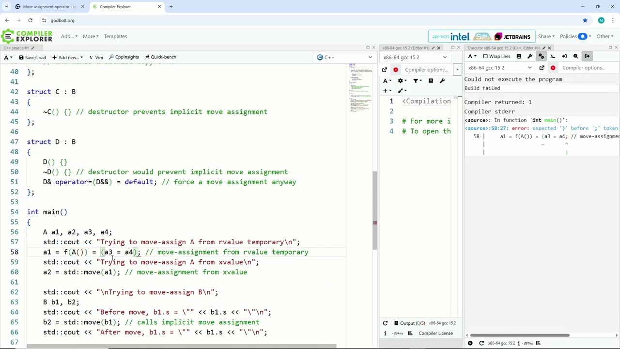 C++ Beginner Tutorial - Basics - #353 -  Move Assignment