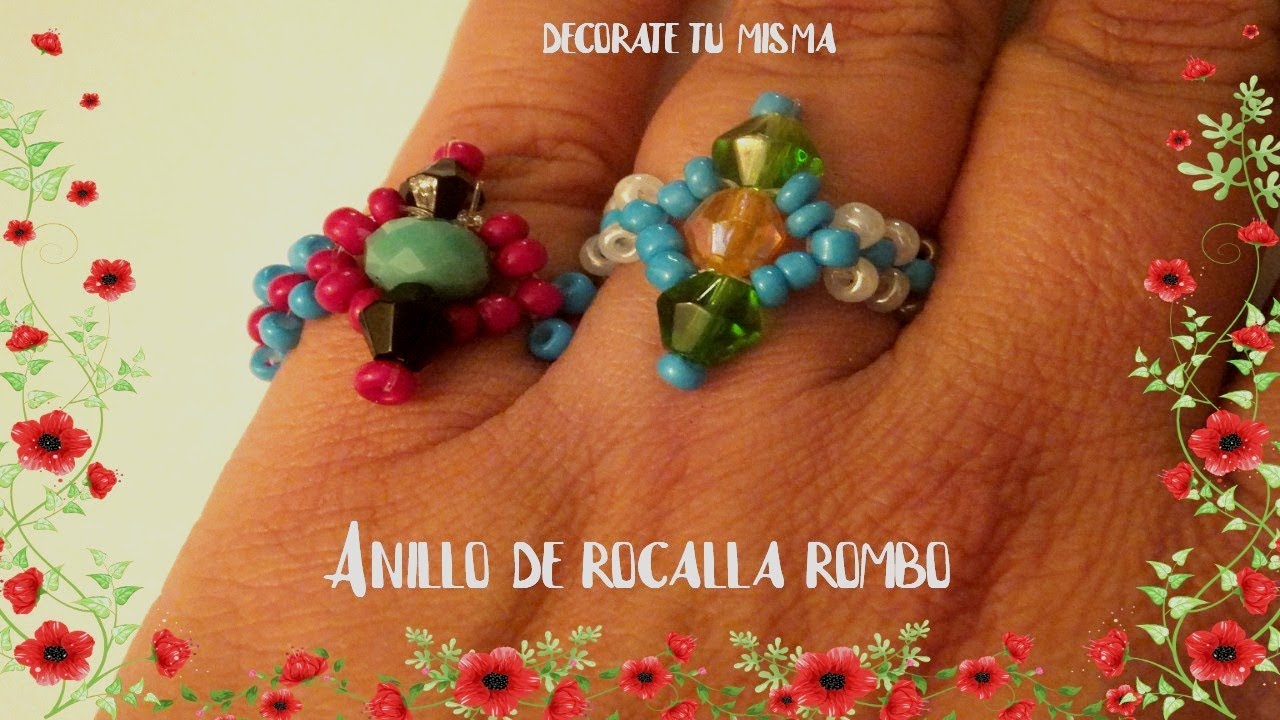 Anillo con abalorios Rombo. Rhombus beaded ring.