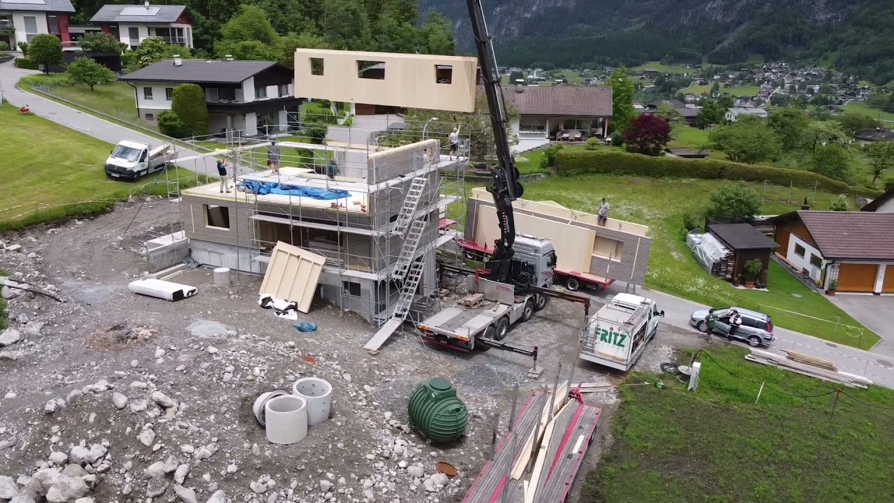 2020 Haus Aufrichten - Einfamilienhaus Montafon - Holzbau