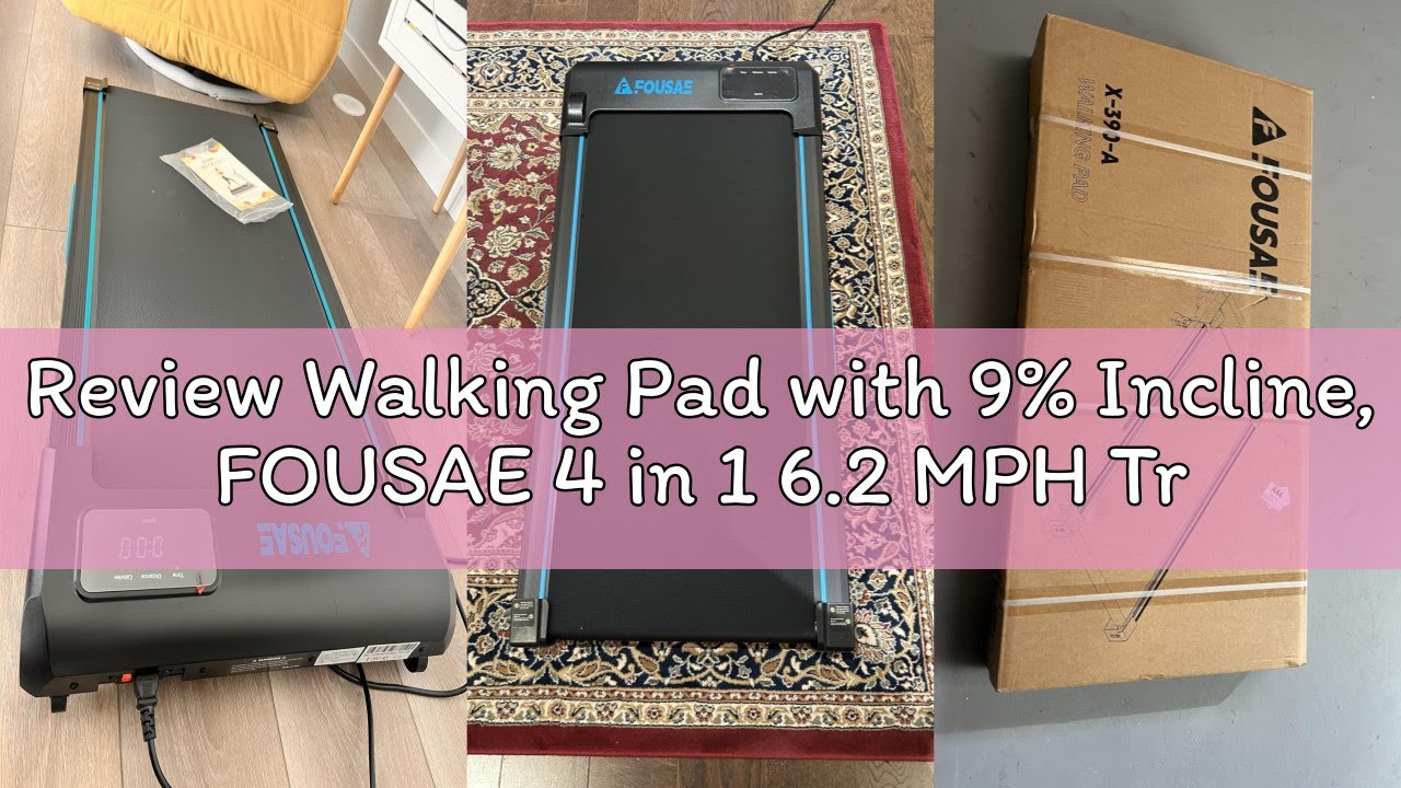 Review Walking Pad with 9% Incline, FOUSAE 4 in 1 6.2 MPH Treadmill for Home with Double Frame 330 L