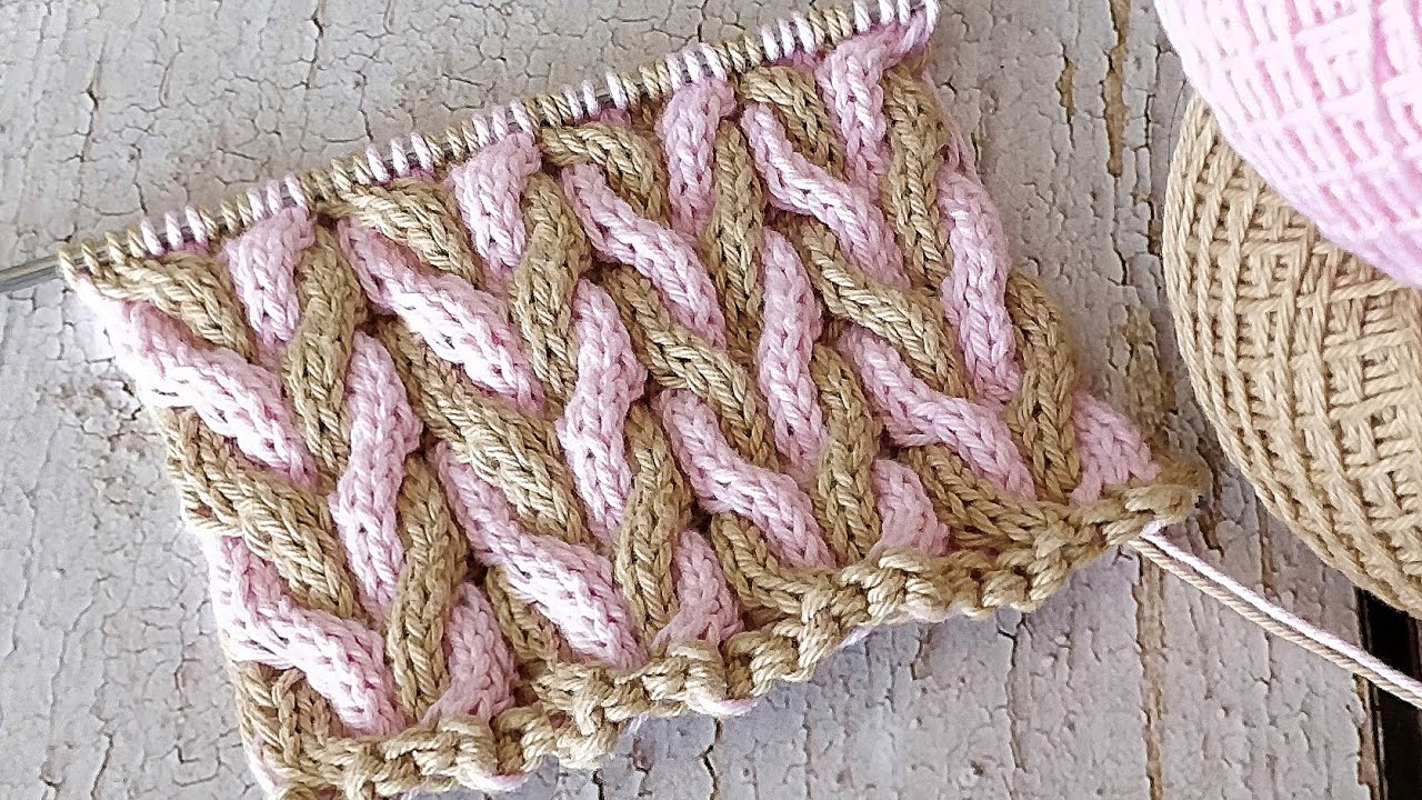 2 रंग की  बेहद आसान केबल बुनाई, Two Colours Cable Knitting pattern. SuperEasy