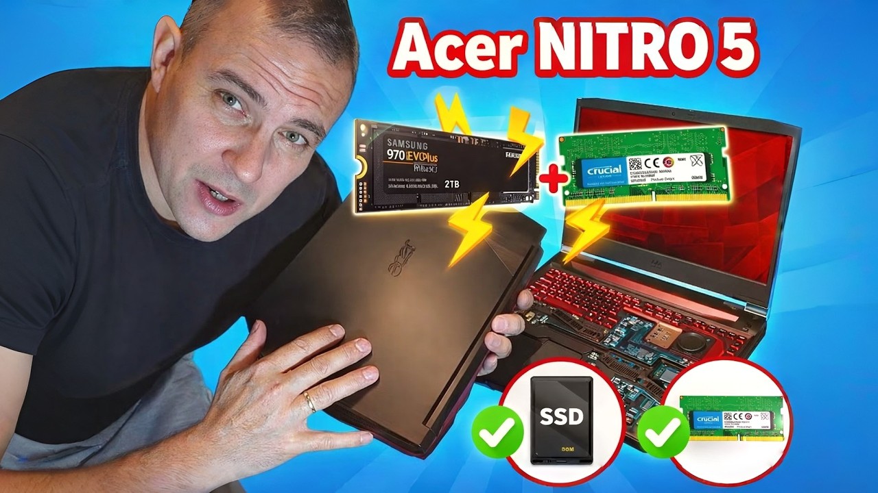 Acer Nitro 5 (установка SSD диска и оперативной памяти)