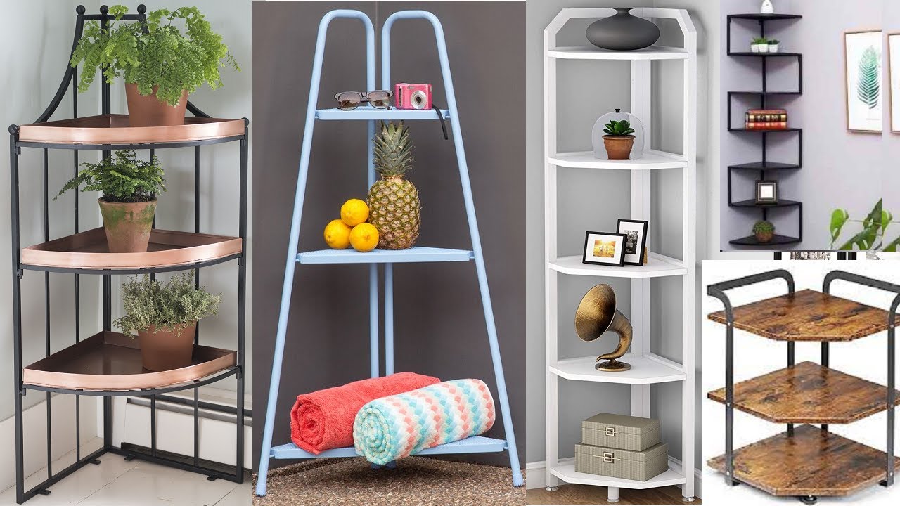 modern corner shelf ideas / metal frame corner shelf design ideas