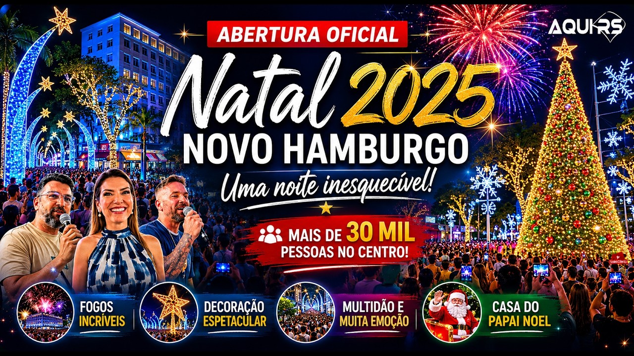 Abertura do Natal em Novo Hamburgo (2025): Show de Fogos e Multid&atilde;o na Pedro Adams