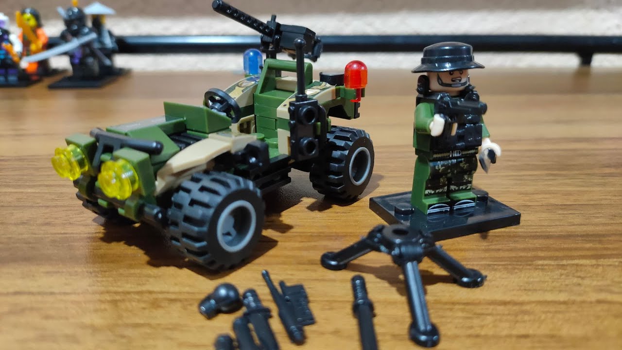 ARMY JEEP W\ MOUNTED GUN || COMBINER SET #4 || ARMY RAIDS || UNOFFICIAL LEGO || BOOTLEGO || HAUL #8
