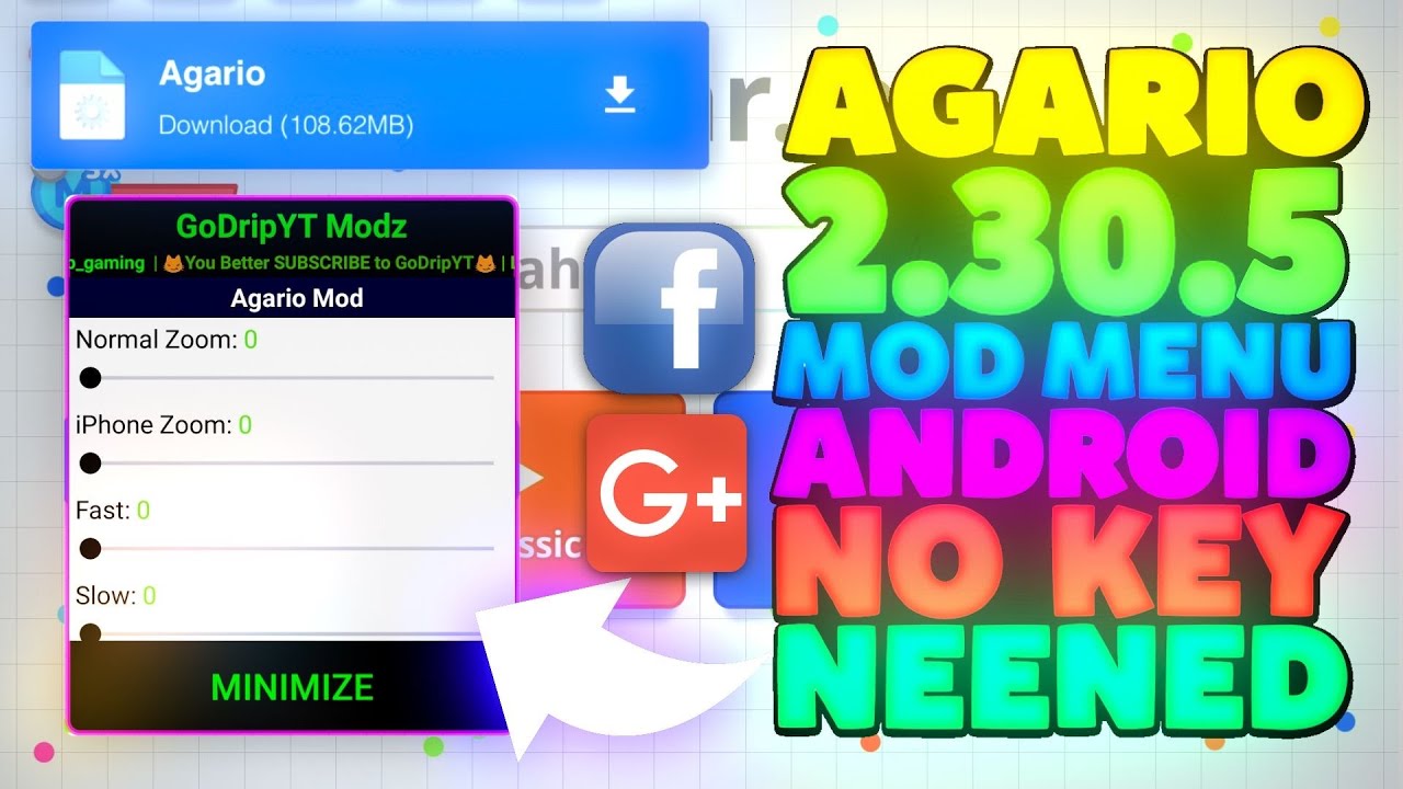 Меню мода AGARIO для Android без ключа | AGAR.IO Zoom и быстрая подача изображений для Android 20...