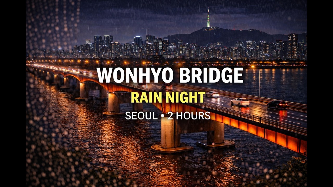 Wonhyo Bridge Rain Night in Seoul | 2 Hours
