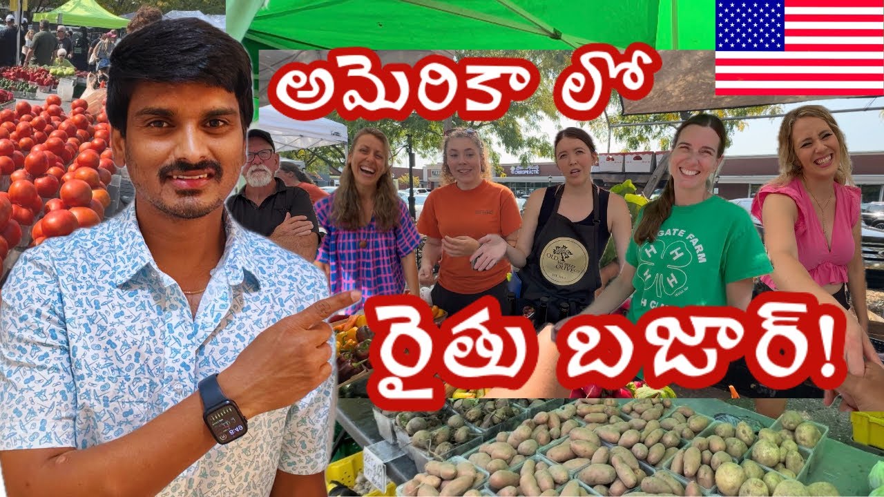 అమెరికా లో సంత చూపిస్తా రండి! Detroit Summer Market || Natural Farmers Products || Vijay USA vlogs||