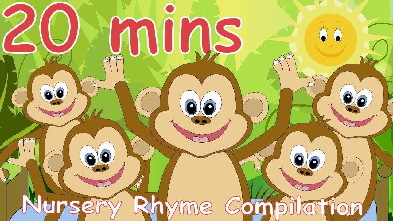 5 Little Monkeys Jumping On The Bed And Lots More Nursery Rhymes! 20 minutes!
