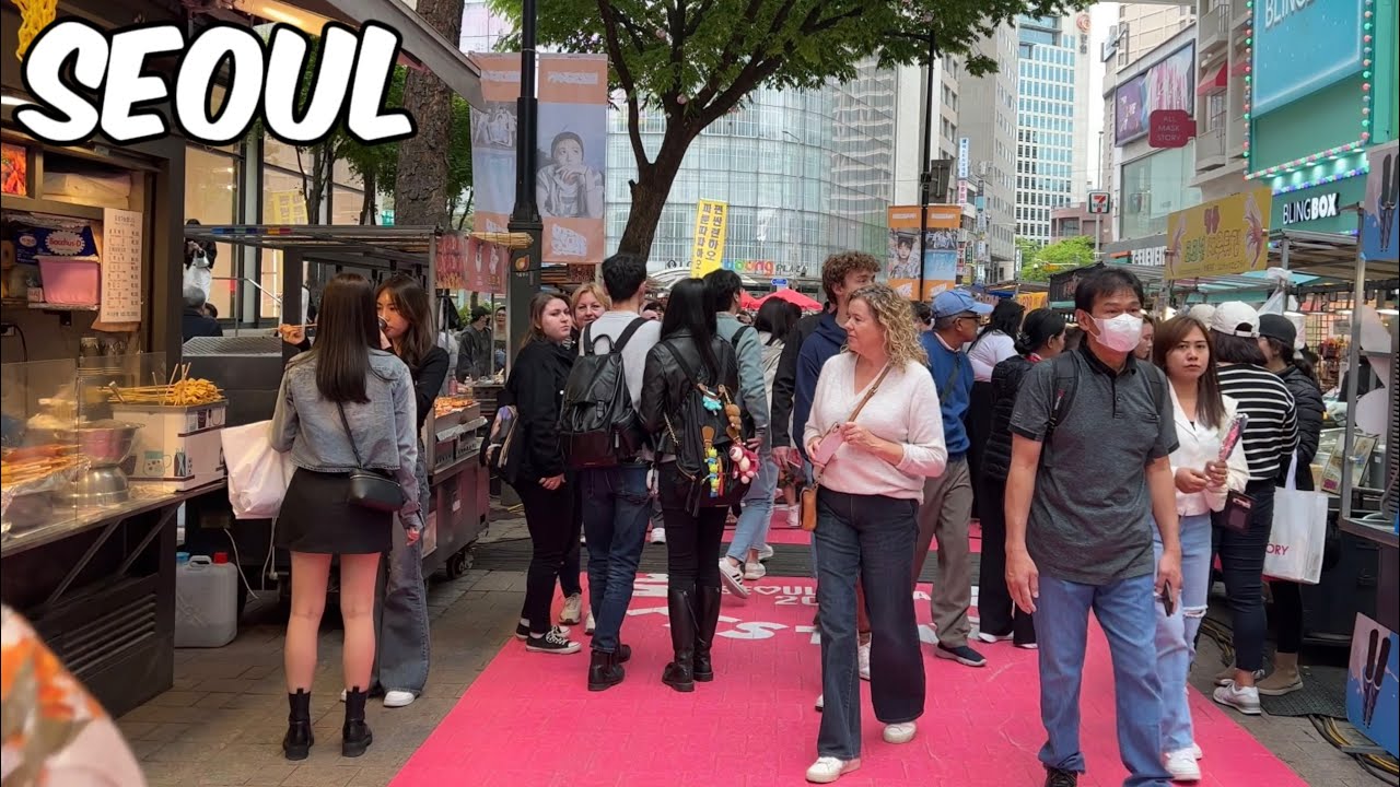 Myeongdong Walking Tour. Seoul City Korea 4k City Tour
