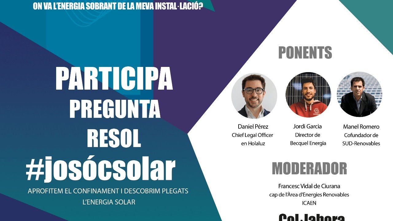 Debat virtual sobre energia solar amb HolaLuz, SUD Renovables, Becquel i l'ICAEN