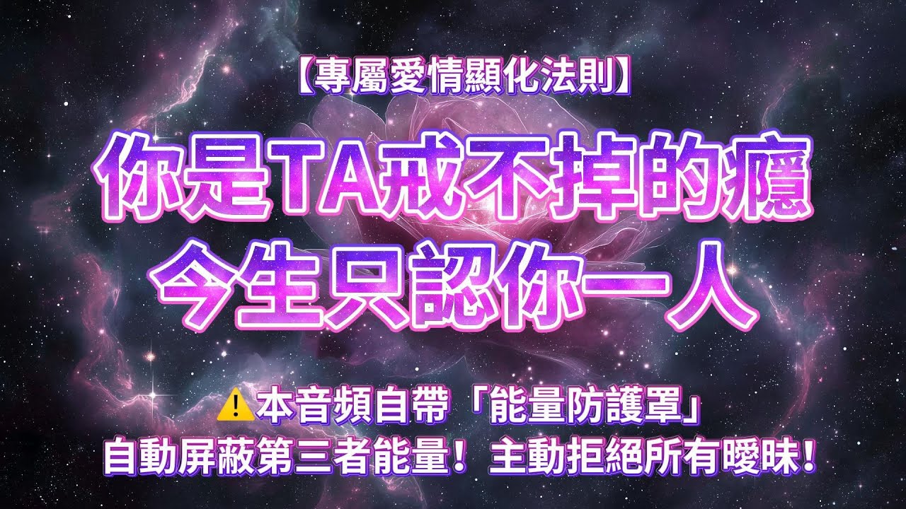 【專屬愛情顯化法則】⚠️本音頻自帶「能量防護罩」自動屏蔽第三者能量！主動拒絕所有曖昧！你是TA戒不掉的癮，今生只認你一人，TA眼中只有你、心只為你跳動、靈魂只為你忠誠！💗